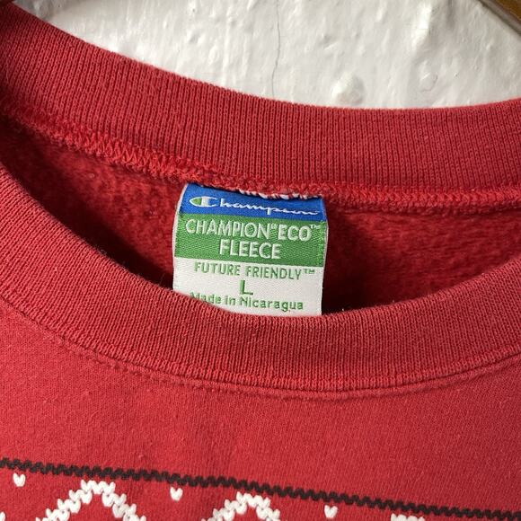 Not So Ugly Christmas Sweatshirt NIU Huskies Red Champion Large - Picture 4 of 6